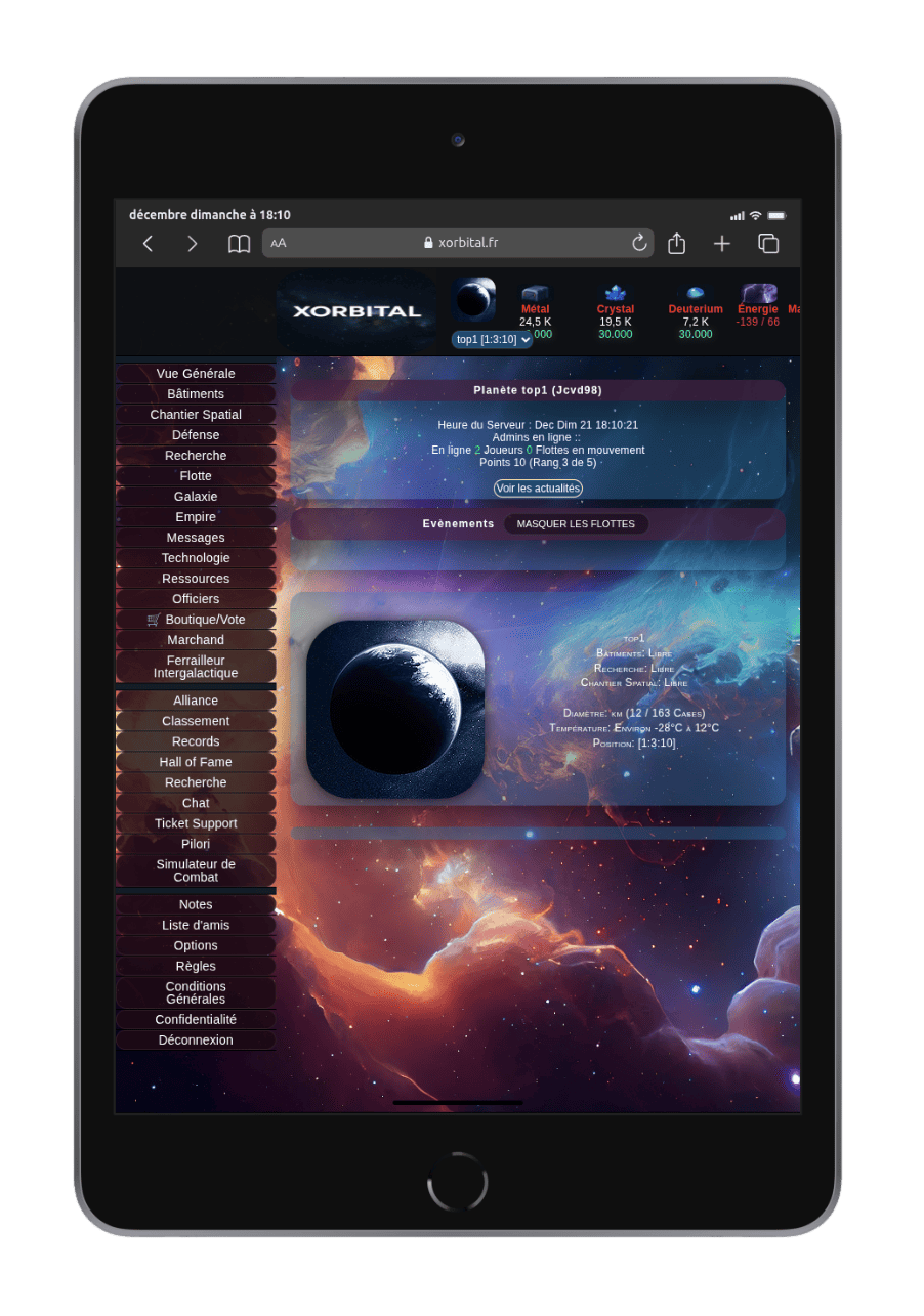 Apercu interface Xorbital